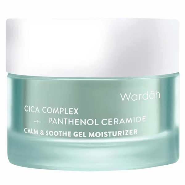 Wardah Cica Complex + Panthenol Ceramide Calm& Soothe Gel Moisturizer mampu mencerahkan kulit akibat breakout dan bekas jerawat