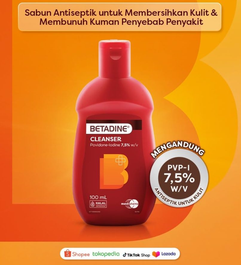Sabun Betadine Antiseptic Skin Cleanser antibakteri untuk jerawat badan